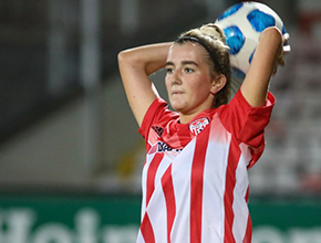 Bronagh Mcguinness taking thrown in playing for derry city